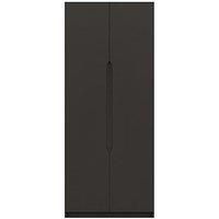 One Call Monaco Ready Assembled 2 Door Wardrobe - Dark Grey Gloss