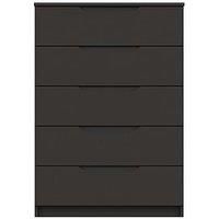 One Call Monaco Ready Assembled 5 Drawer Bedroom Chest - Dark Grey Gloss