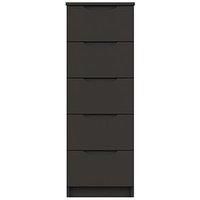 One Call Monaco Ready Assembled 5 Drawer Tall Boy Chest - Dark Grey Gloss