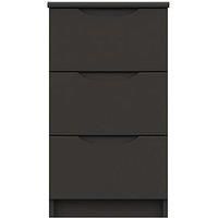 One Call Monaco Ready Assembled 3 Drawer Bedside Table - Dark Grey Gloss