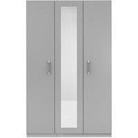 One Call Sanford Part Assembled 3 Door High Gloss Mirrored Wardrobe