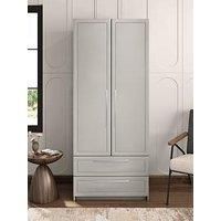 One Call Furniture Biarritz 2 Door Combi Wardrobe Ready Assembled Gloss Gloss Fronts Light Grey, Grey