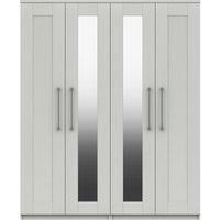 Ethan White 4 Door Wardrobe with Mirrors White