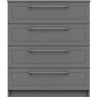 One Call Furniture Biarritz 4 Drawer Chest Ready Assembled Gloss Dust Grey, Grey