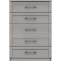Ethan Light Grey 5 Drawer Chest Grey