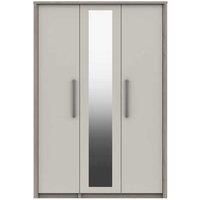 One Call Furniture Versailles 3 Door Wardrobe With Mirror Ready Assembled Grey Oak White Grey Gloss