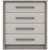 One Call Furniture Versailles 4 Drawer Chest Ready Assembled Grey Oak White Grey Gloss, Grey