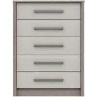 One Call Furniture Versailles 5 Drawer Chest Ready Assembled Grey Oak White Grey Gloss, Grey