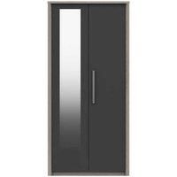 One Call Furniture Versailles 2 Door Wardrobe With Mirror Ready Assembled Grey Oak Graphite Gloss, Grey