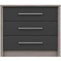 One Call Furniture Versailles 3 Drawer Chest Ready Assembled Grey Oak Graphite Gloss, Grey