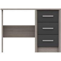 One Call Furniture Versailles 3 Drawer Dressing Table Ready Assembled Grey Oak Graphite Gloss
