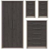 Smyth 3 Piece Ready Assembled Package  2 Door Wardrobe, 5 Drawer Chest And 2 Bedside Chests