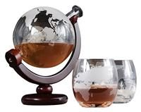 Globe Decanter Set - with Glasses, Gift Set, Whiskey, Liquor, Fathers Day