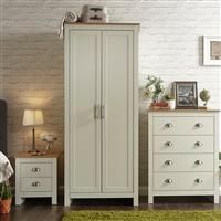 Lancaster 3 Piece bedroom set 2 Door Wardrobe Bedside cab 4 drawer chest - Cream