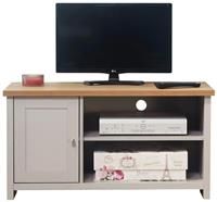 Grey Oak TV Stand Two Tone 1 Door Cabinet Television Unit Open Shelf Cable Tidy