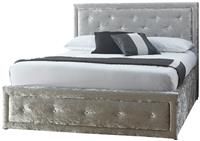 GFW Hollywood Crushed Velvet Ottoman Double Bed Frame-Silver