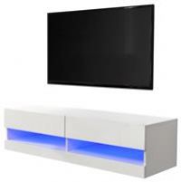120cm Galicia LED Cool Light up High Gloss Wall Mounted TV Unit Storage White