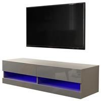 120cm Galicia LED Cool Light up High Gloss Wall Mounted TV Unit Storage Grey