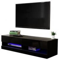 120cm Galicia LED Cool Light up High Gloss Wall Mounted TV Unit Storage Black