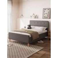 Ashbourne Side Lift Ottoman Solid Base Storage Bed - Grey Fabric 3ft, 4ft6 & 5ft