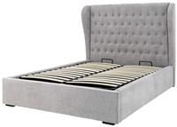 Dakota Fabric Winged End Lift Ottoman bed 4ft 6 Double Platinum Grey Solid Base