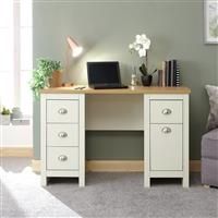 GFW - The Furniture Warehouse Lancaster Cream & Oak Coloured Occasional Range - Tables Sideboard TV Units#STUDY DESK CREAM