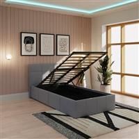 PU Leather 3ft / Single End Lift Ottoman Storage Bed in Grey