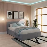 GFW Classic Leather Upholstered Ottoman Storage Bed With Gas Side Lift & Under Bed Storage, Small Double, Grey