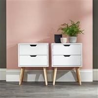 X2 NYBORG 2 Drawer Bedsides Cabinet Scandinavian Style Grey White Yellow