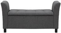 GFW The Furniture Warehouse Verona Fabric Window Seat with Ottoman Storage Lift Lid - Hopsack Charcoal Grey