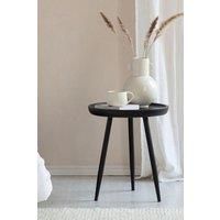 MH London 'Chervey' Round Side Table Solid Wood Bedside Table for Living Room & Bedroom - Small in Black