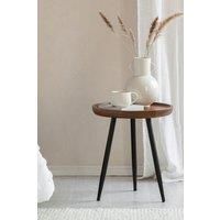 'Chervey' Round Mango Wood Tri Pin Side Table - Small