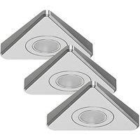 Treos - Slim Triangle Under Cabinet Light - 3 Light Kit Inc LED Driver with Plug - Natural White, Silver