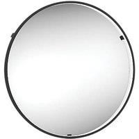 Black Round LED Bathroom Mirror with Demister - 600mm - Sensio Aspect