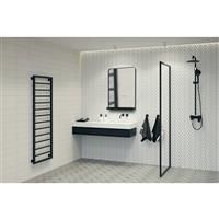 Sensio Elm Non-Illuminated Bathroom Mirror With Shelf 700 x 500mm in Black Mirrored Glass