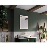 Sensio Frontier LED Bathroom Mirror CCT Brushed 700 x 500mm in Brass Mirrored Glass