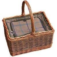 Red Hamper S026C/HOME Deluxe Butchers Wicker Picnic Basket with Fitted Cooler, Brown, 21 x 37 x 28 cm