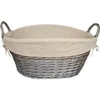 Antique Wash Finish Lined Wicket Wash Basket With Cotton Lining