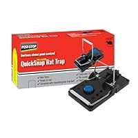 Pest-Stop Pre-Baited Ready to Use Quick-Snap Rat Trap - Fast Acting, Quick Kill - Safe - Reusable & Hypoallergenic Bait - Lasts 12 Weeks, Black
