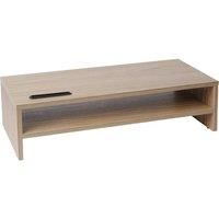 TTAP Oak Wood Two Shelf Laptop Stand/TV Desk Stand/PC Monitor Riser/Desk Organiser with Smart Phone Holder / 54cm L x 24.5cm D x 14.4cm H