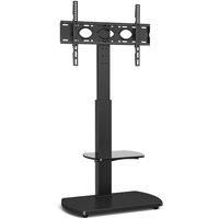 TTAP TV Stand for 32-55 Inch TV’s with Black Wooden Base and Single Glass Shelf/With Swivel and Height Adjustable Mount Bracket (BLACK)
