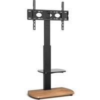 TTAP TV Stand for 32-55 Inch TV’s with Oak Base and Single Glass Shelf/With Swivel and Height Adjustable Mount Bracket (OAK)