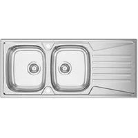 Clearwater Trion 2 Bowl Stainless Steel Kitchen Sink 1160 x 500mm (820FJ)