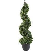 90cm (3ft) Tall Artificial Boxwood Tower Tree Topiary Spiral Metal Top LEAF-7004