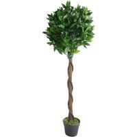 Leaf Design UK Artificial Bay Laurel Topiary Ball Tree, Green Twist, 120cm (4ft)