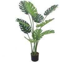 Leaf Artificial Luxury Monstera Plant Green with Black Pot 120cm