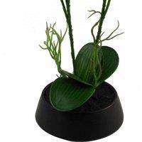 Leaf 43Cm Large Pink Yellow Artificial Orchid In Ceramic Planter