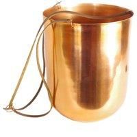 Leaf Copper Hanging Planter, Leather, 18cm wide x 22cm high (60cm high including straps)