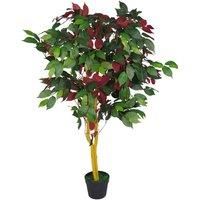 Leaf Realistic Artificial Ficus Tree/Plant, 120cm Red Green