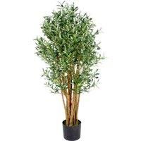 Leaf Design UK Realistic Artificial Olive Tree in Black Plastic Pot 125cm, AZ-OLIVE